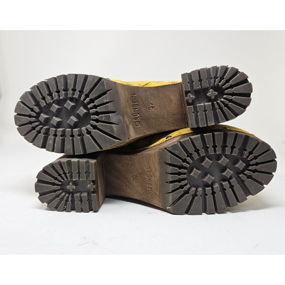 GRUNBEIN Bella Clog Boots 39 Yellow Floral Suede Handmade Sustainable Bohemian - Picture 12 of 12